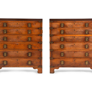 A Pair of Campaign Style Burlwood