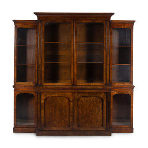 An English Walnut Breakfront Bookcase 19th 2a79a3