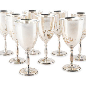 Eight Mexican Silver Goblets
Mid