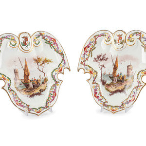 A Pair of French Faience Shield