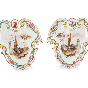 A Pair of French Faience Shield Form