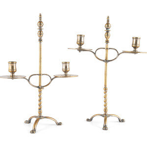 A Pair of Continental Brass Two-Light