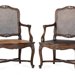 A Pair of Louis XV Style Caned