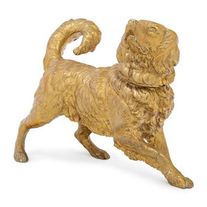 A Continental Gilt Bronze Dog Form 2aa22c