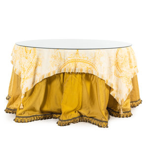 A Glass Topped Silk Skirted Dining 2aa25e