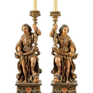 A Pair of Continental Carved Painted 2aa533