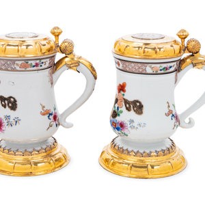 A Pair of Silver-Gilt Mounted Famille