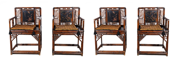 Group of four Chinese bamboo chairs 2aa67e