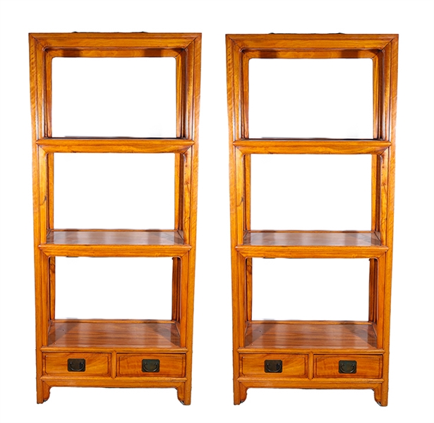 Pair of Chinese wood shelves with 2aa67c