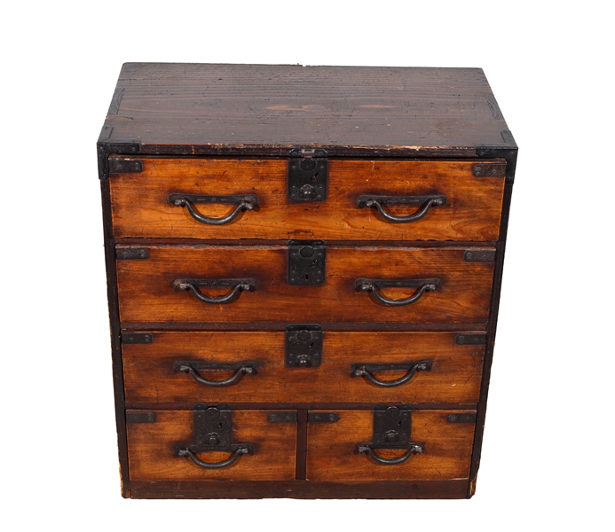Antique Chinese wood chest of 5 drawers  2aa684