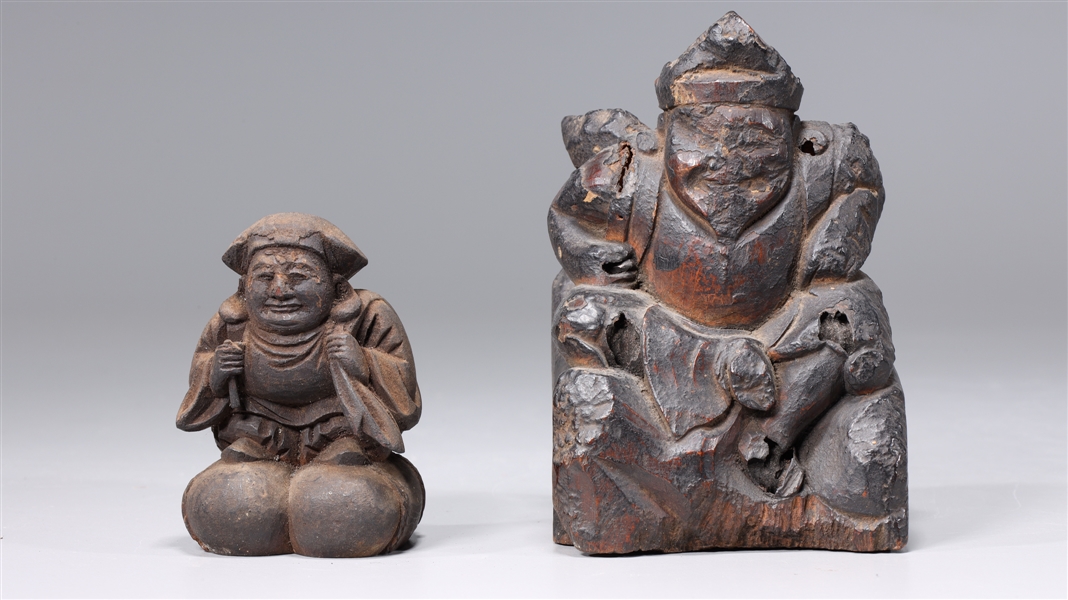 Antique Japanese carved wood figures