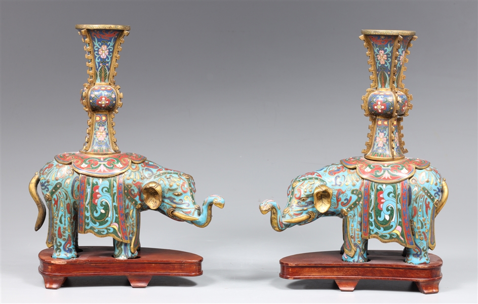 Pair of elaborate Chinese cloisonne 2aa6cf
