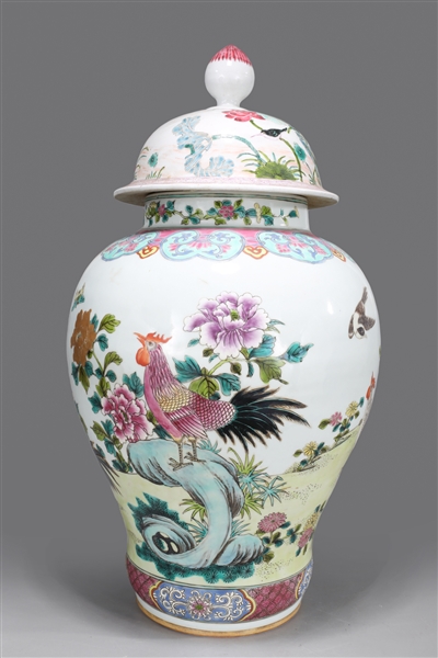 Large Chinese enameled covered