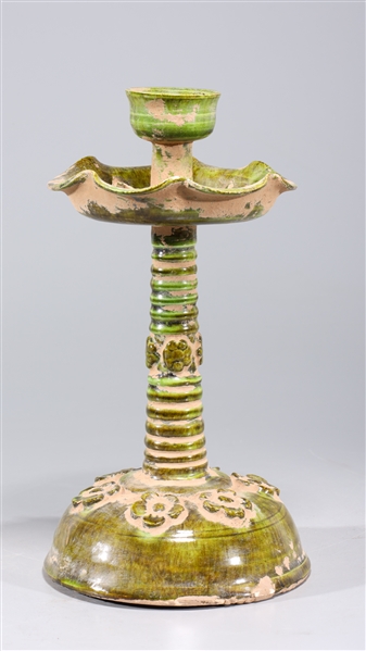 Chinese green glazed ceramic candlestick 2aa6e0