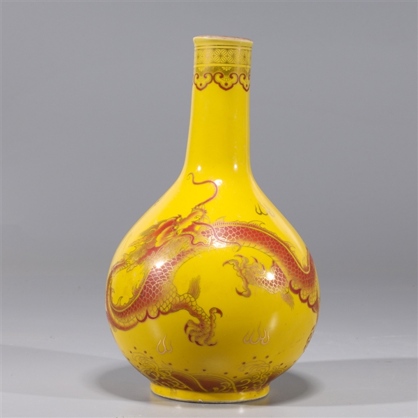 Chinese yellow ground porcelain bottle