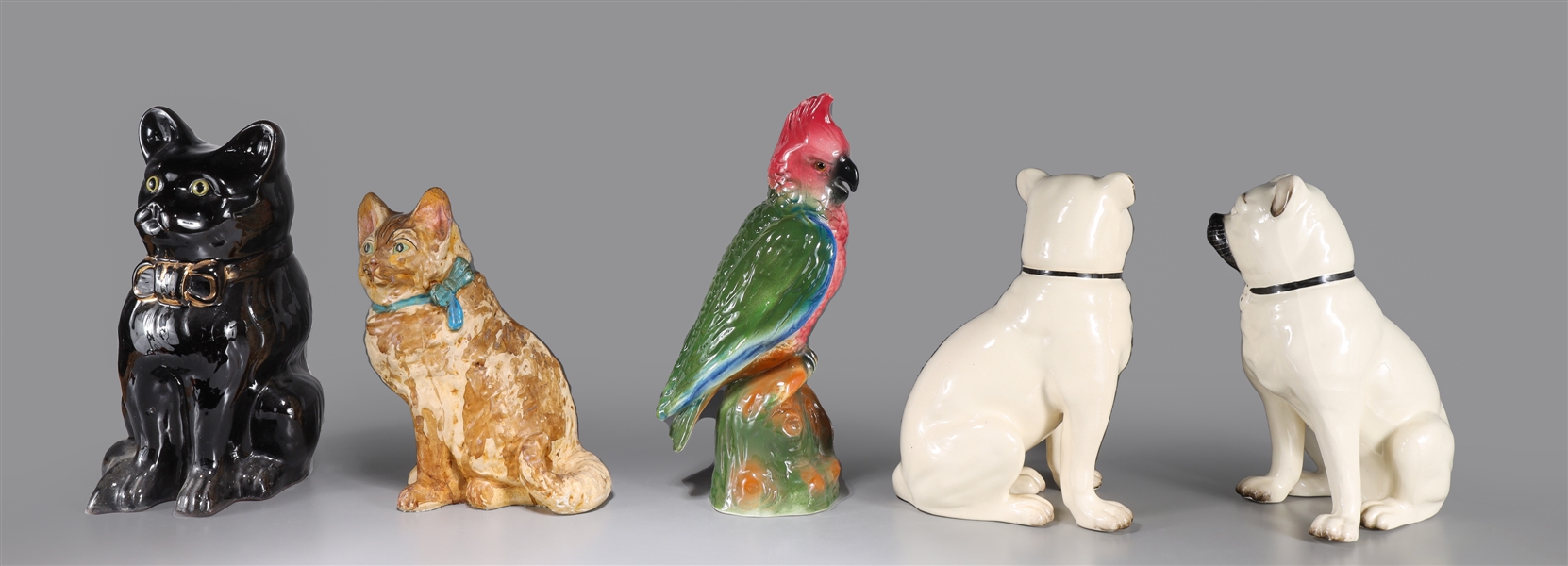 Group of five various ceramic animals