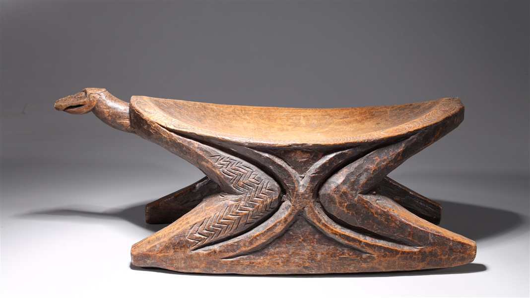 African wood tribal seat with carved 2aa754