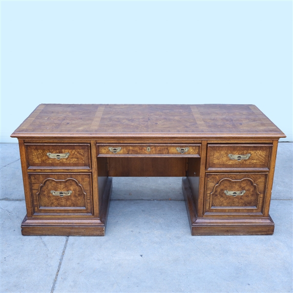 Large wood desk, missing key, five