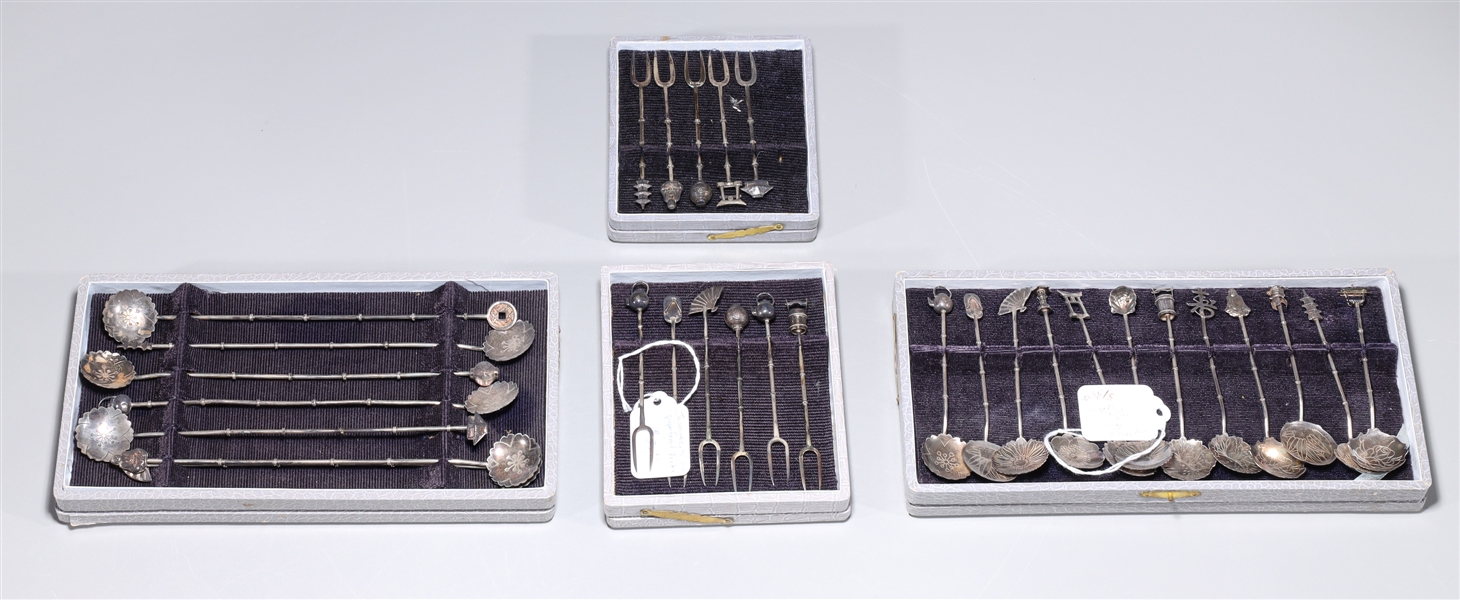 Group of assorted Japanese silver utensils