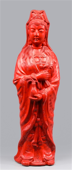 Chinese etched red lacquer cinnabar