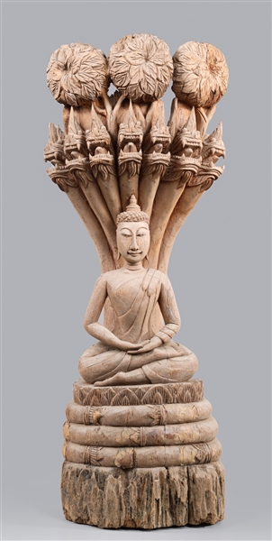 South Asian carved driftwood sitting