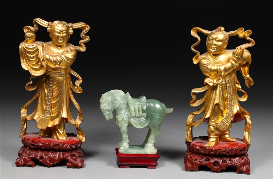 Pair of Chinese carved gilt wood