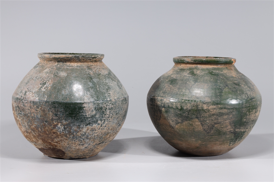 Two Chinese early style green crackle