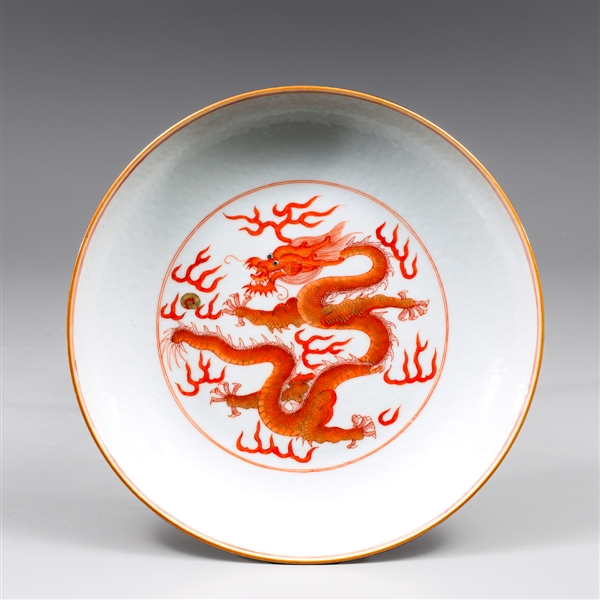 Chinese coral red and white porcelain