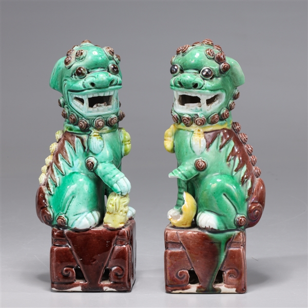 Pair antique Chinese glazed porcelain