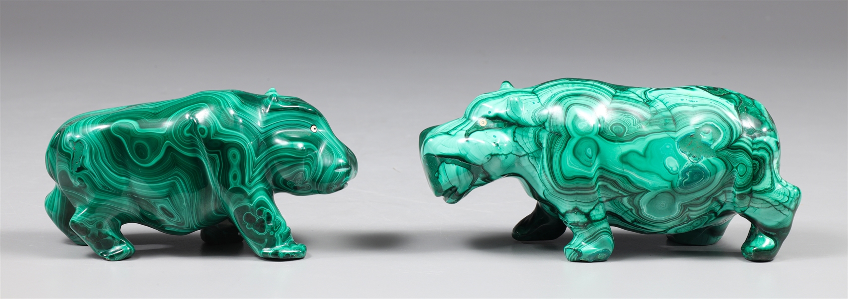 Two Malachite carvings, each in the