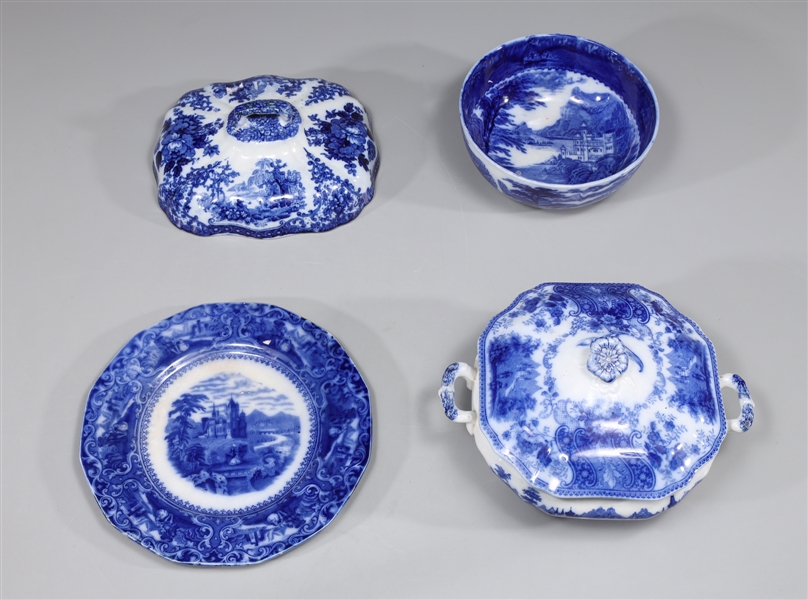 Group of four 19th century flow
