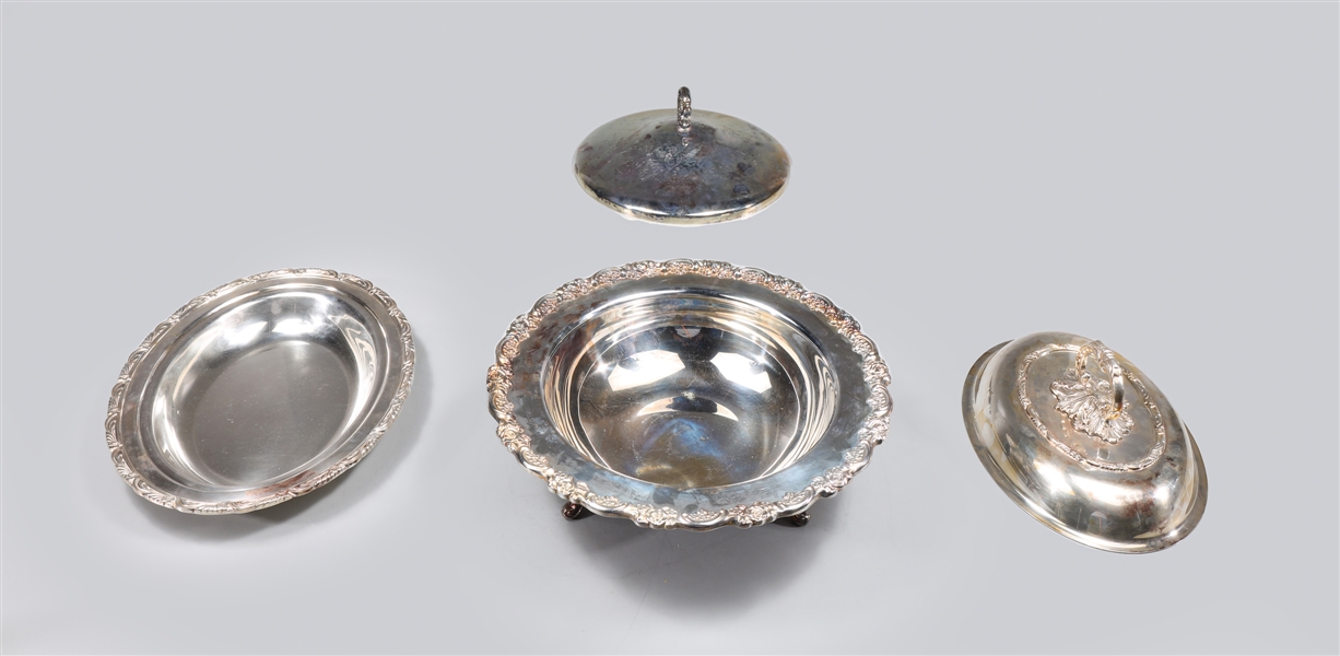 Group of two silver plate serving
