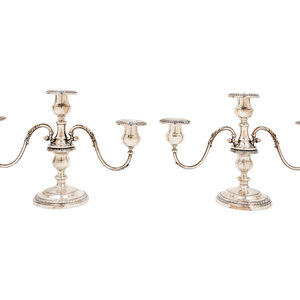 A Pair of Gorham Silver Three-Light