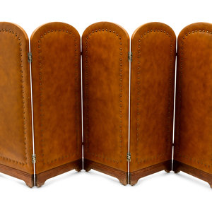 A Pair of Leather Folding Screens
20th