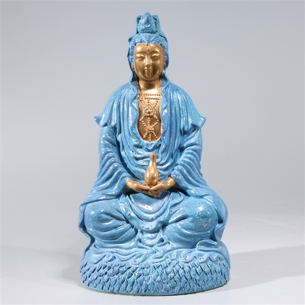 Chinese gilt porcelain Buddha statue;