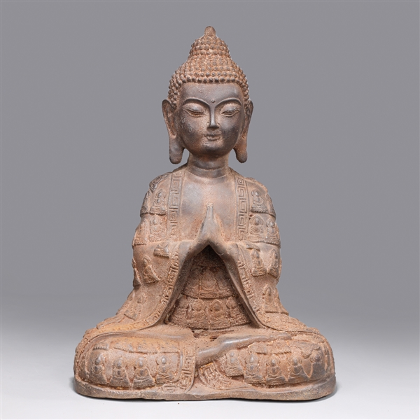 Korean iron seated figure of Buddha  2aa9e4