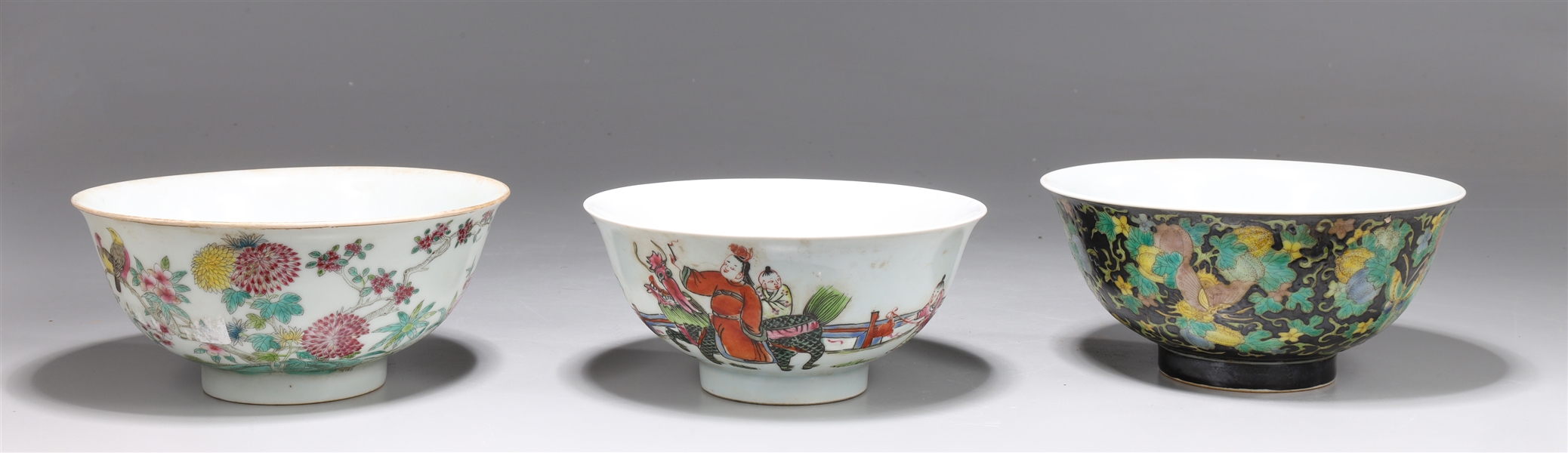 Three Chinese enameled porcelain