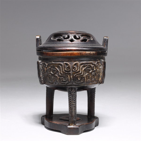Chinese bronze tripod incense censer 2aaaa2