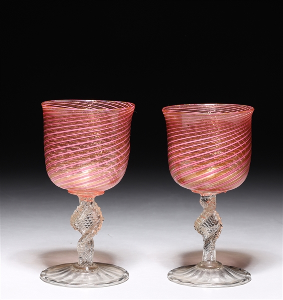 Pair of antique Venetian glass