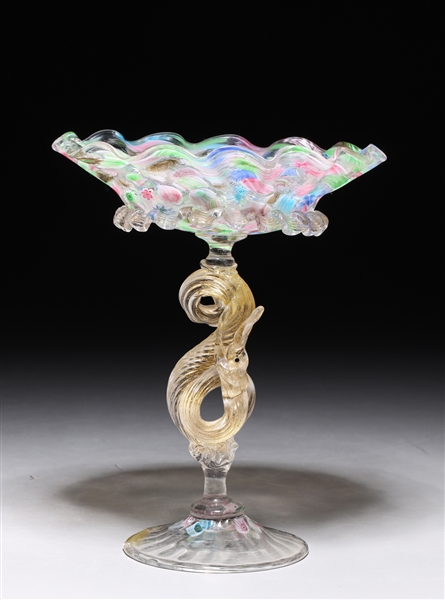 Fine antique Venetian glass compote