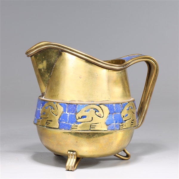 Salvador Teran rabbit motif brass pitcher