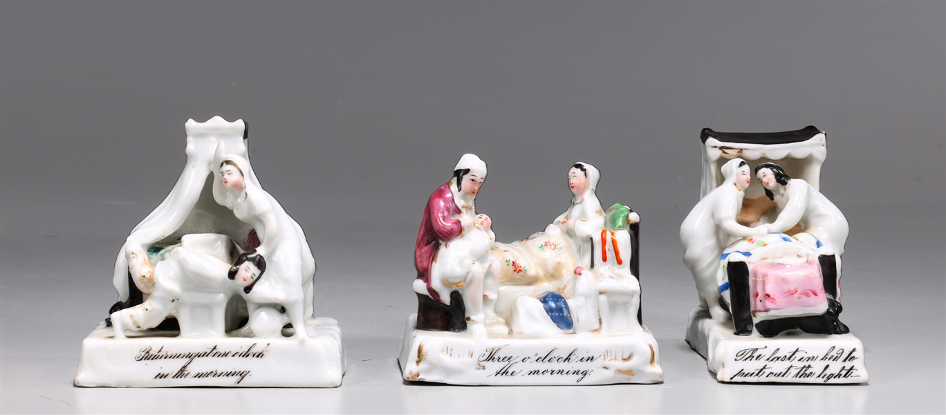 Group of three Victorian porcelain