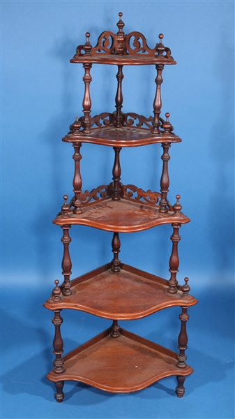 Carved wooden corner shelves with