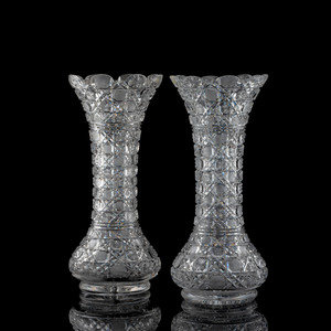 Two "Harvard" Cut Glass Vases
Height