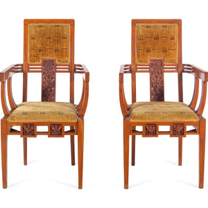 A Pair of French Satinwood Armchairs
Circa