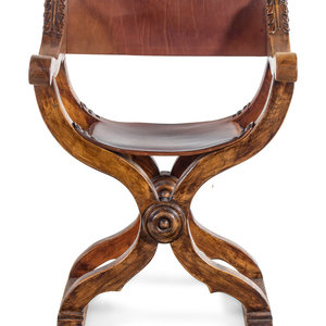 An Italian Walnut Savonarola Chair 20th 2aac95