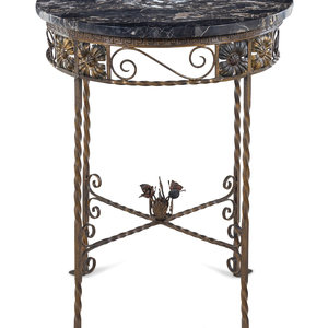 An Iron and Marble Top Side Table 2aacdb