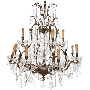 A Bronze and Cut Glass Chandelier 20th 2aaceb