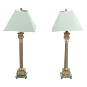 A Pair of Gilt Metal Columnar Lamps 20th 2aacf2