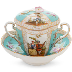 A German Porcelain Covered Cup and Saucer
Late